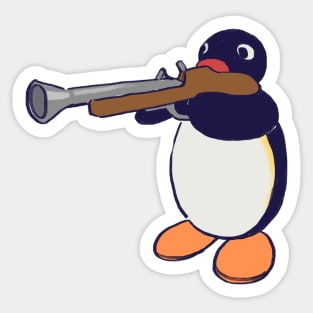 penguin with gun meme / pingu noot Sticker